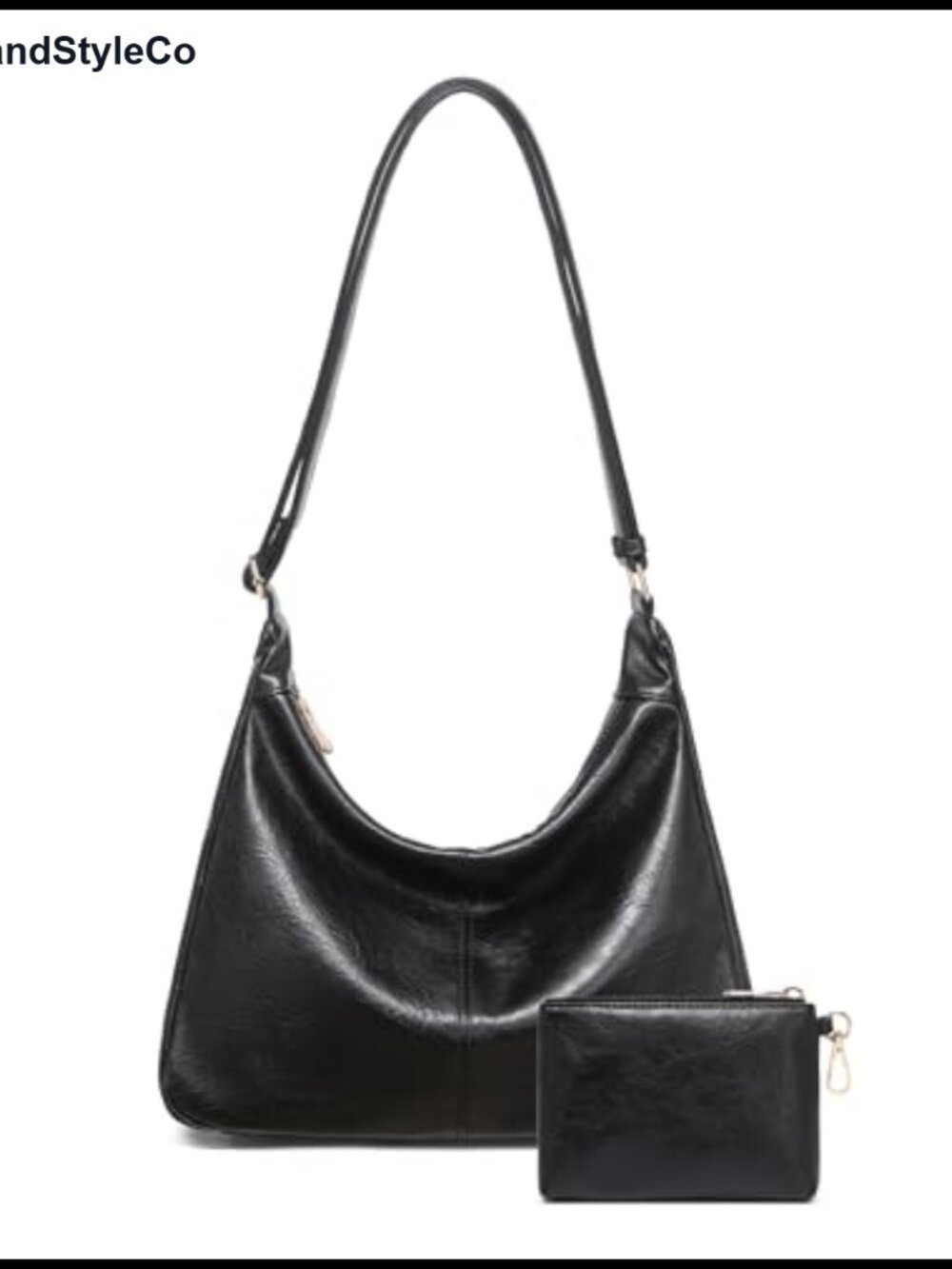 Hobo Bag with Mini Purse Soft Vegan Leather Slouchy Shoulder Crossbody Handbag